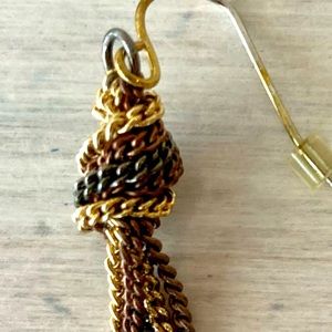 Gold, brown & black chain drop women’s earrings.